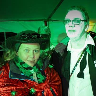Tentmantent and N0mad girl (Hazel) in Hallowe'en themed fancy dress